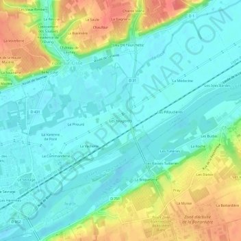 Les Fougerêts topographic map, elevation, terrain