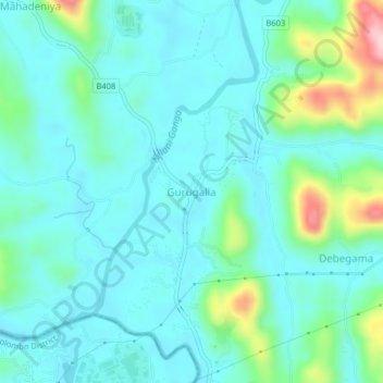 Gurugalla topographic map, elevation, terrain