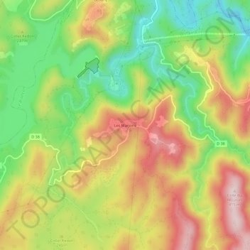 Les Marjoris topographic map, elevation, terrain