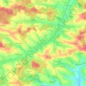 Angerskirchen topographic map, elevation, terrain