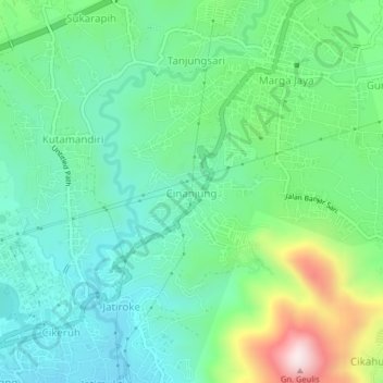 Cinanjung topographic map, elevation, terrain