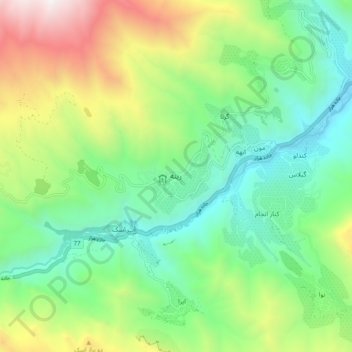 Rineh topographic map, elevation, terrain