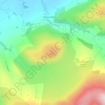 Ling Fell topographic map, elevation, terrain