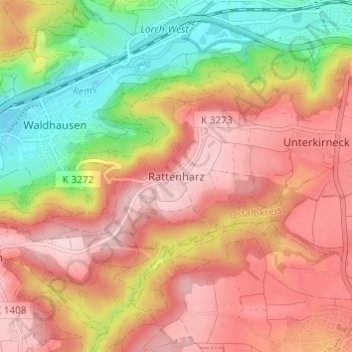 Rattenharz topographic map, elevation, terrain