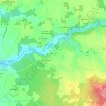 Brenne topographic map, elevation, terrain