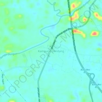 Kampung Dendang topographic map, elevation, terrain
