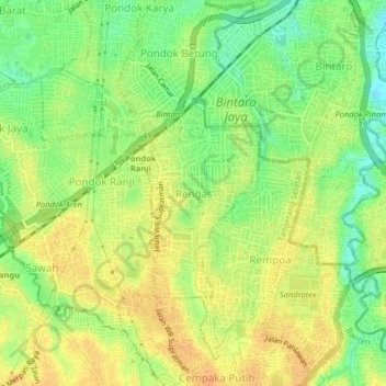 Rengas topographic map, elevation, terrain