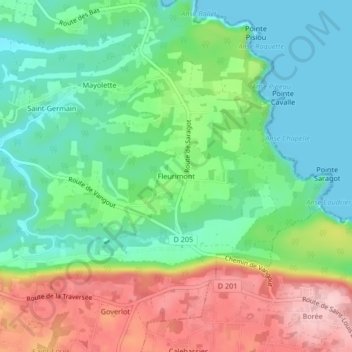 Fleurimont topographic map, elevation, terrain