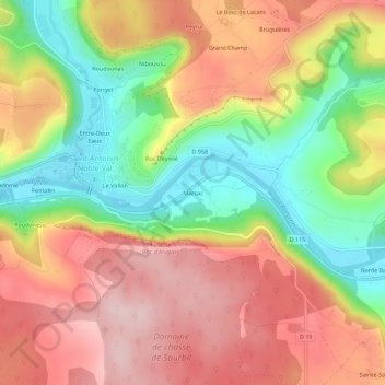 Marsac topographic map, elevation, terrain