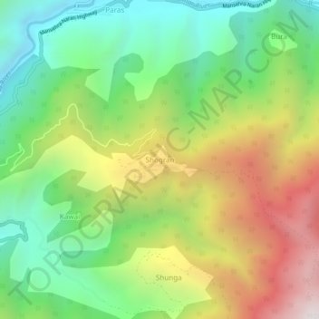 Shogran topographic map, elevation, terrain