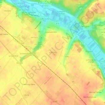 La Bruère topographic map, elevation, terrain
