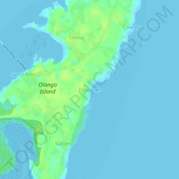 Tungasan topographic map, elevation, terrain