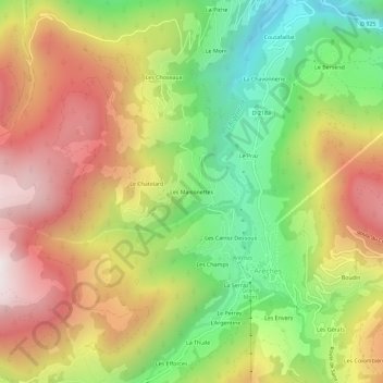Les Maisonettes topographic map, elevation, terrain