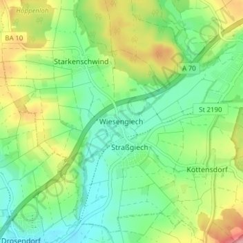 Wiesengiech topographic map, elevation, terrain
