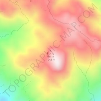 Rocky Butte topographic map, elevation, terrain
