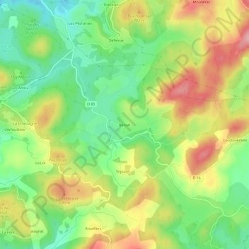 Bessat topographic map, elevation, terrain