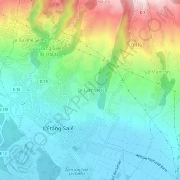 Le Lambert topographic map, elevation, terrain