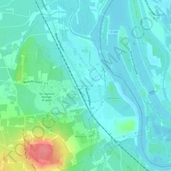 L'Ardoise topographic map, elevation, terrain
