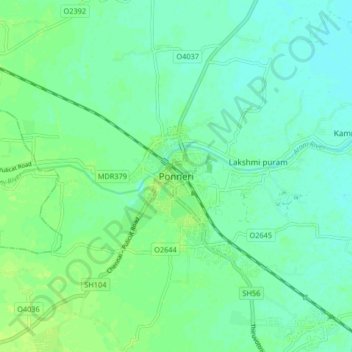 Ponneri topographic map, elevation, terrain