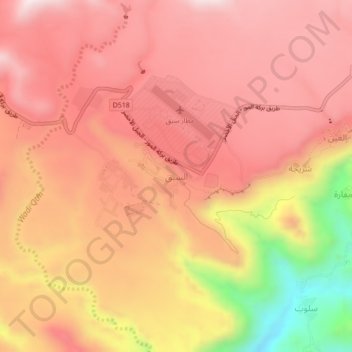 As Saiq topographic map, elevation, terrain
