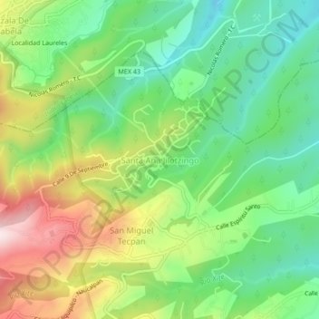 Santa Ana Jilotzingo topographic map, elevation, terrain