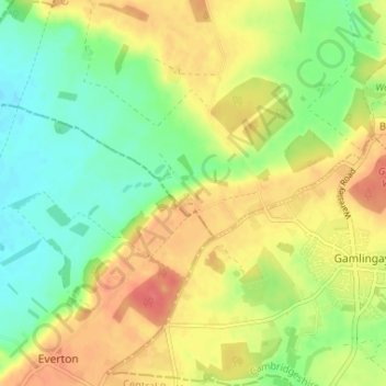 Tetworth topographic map, elevation, terrain
