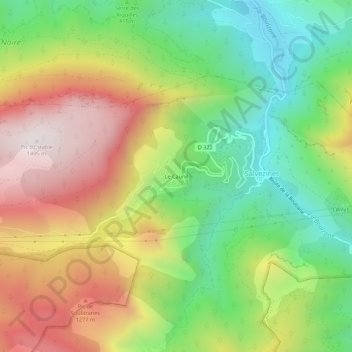 Le Caunil topographic map, elevation, terrain