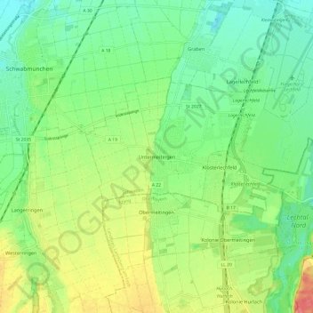 Untermeitingen topographic map, elevation, terrain