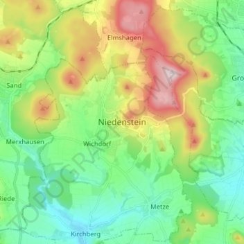 Niedenstein topographic map, elevation, terrain