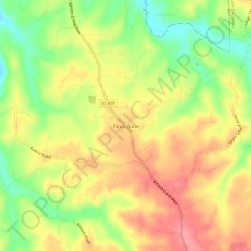 Forest Grove topographic map, elevation, terrain