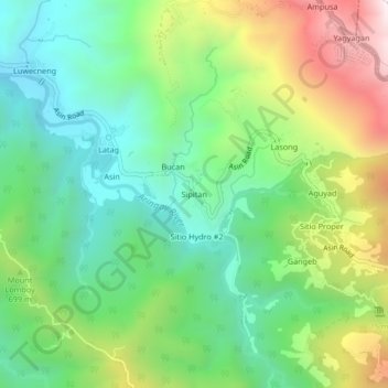 Sipitan topographic map, elevation, terrain