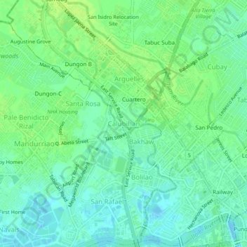 Calubihan topographic map, elevation, terrain