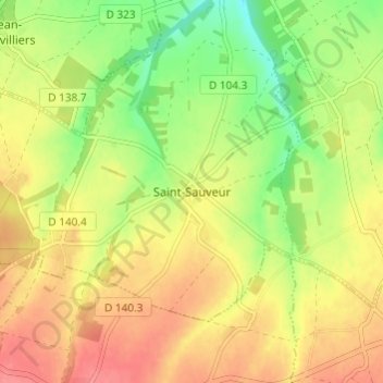 Saint-Sauveur topographic map, elevation, terrain