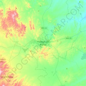 Hidalgo del Parral topographic map, elevation, terrain