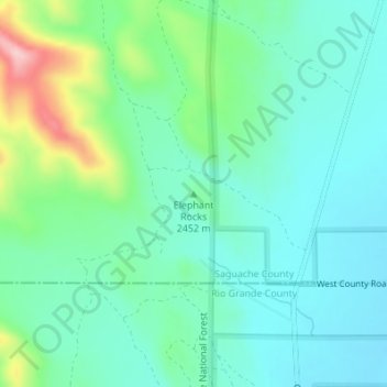 Elephant Rocks topographic map, elevation, terrain