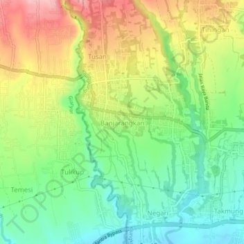 Banjarangkan topographic map, elevation, terrain
