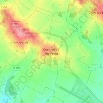 Cormeilles-en-Vexin topographic map, elevation, terrain