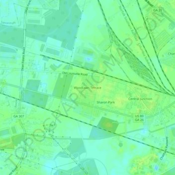 Woodlawn Terrace topographic map, elevation, terrain