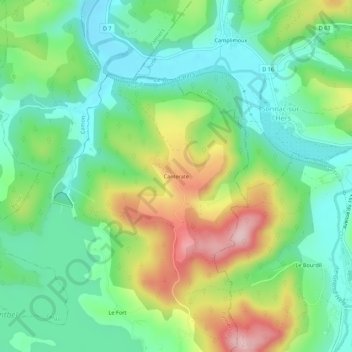 Canterate topographic map, elevation, terrain