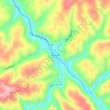Birchleaf topographic map, elevation, terrain