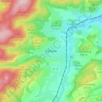 Garbeck topographic map, elevation, terrain