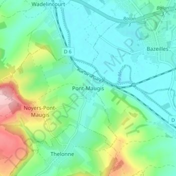 Pont-Maugis topographic map, elevation, terrain