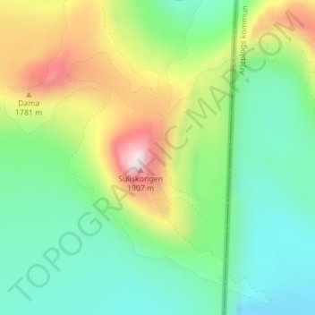 Suliskongen topographic map, elevation, terrain