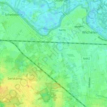 Bruinbeke topographic map, elevation, terrain