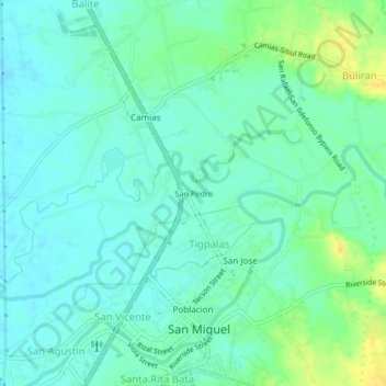 San Pedro topographic map, elevation, terrain