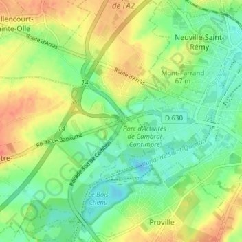 Petit-Fontaine topographic map, elevation, terrain