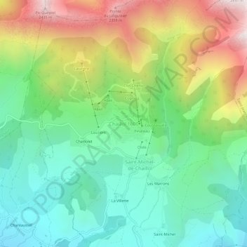 Chaillol 1600 topographic map, elevation, terrain