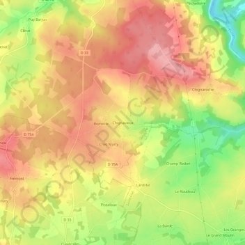 Chignavieux topographic map, elevation, terrain
