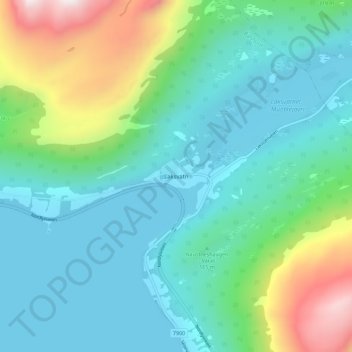 Laksvatn topographic map, elevation, terrain