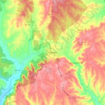 Tremês topographic map, elevation, terrain